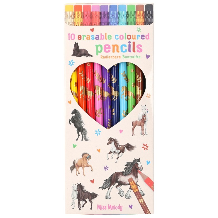 Miss Melody 10 Erasable Coloured Pencils