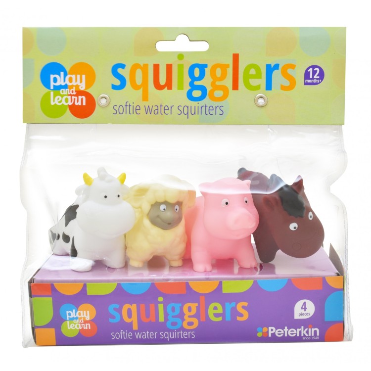 Play & Learn Squigglers Farm Animals Bath Toy 4 Pack