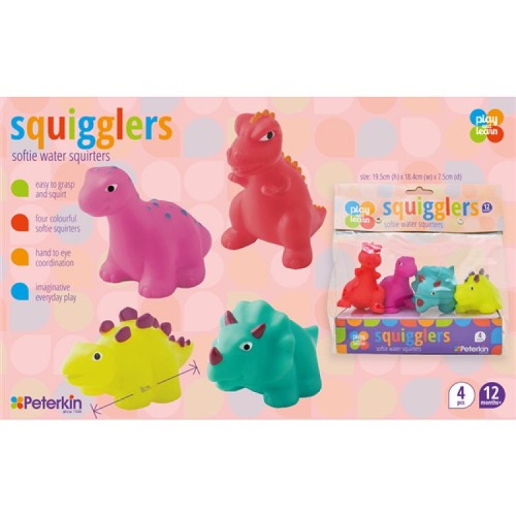 Play & Learn Squigglers Dinosaurs Bath Toy 4 Pack