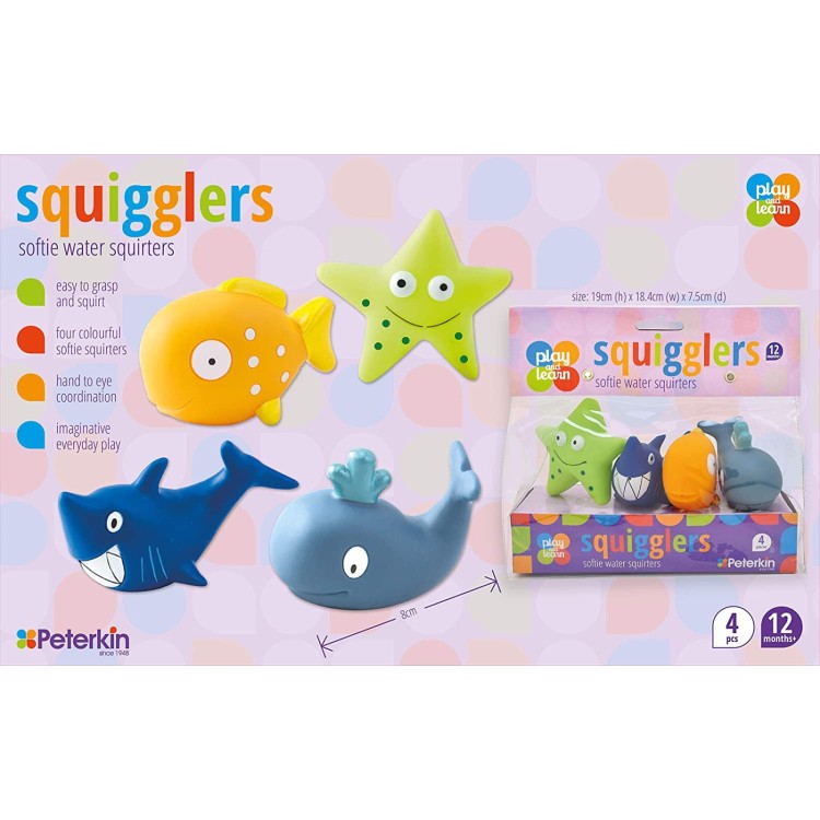 Play & Learn Squigglers Ocean Creatures Bath Toy 4 Pack