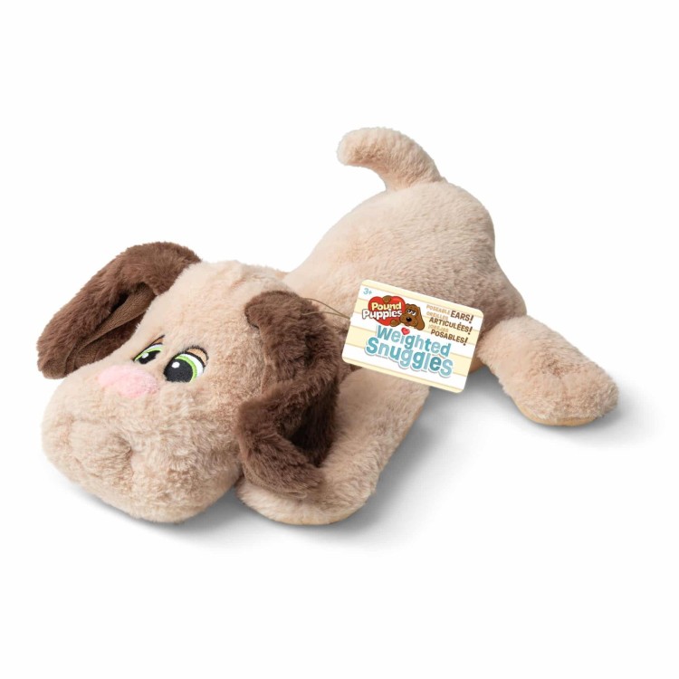 Pound Puppies Weighted Snuggles Soft Toy - Tan with Brown Ears