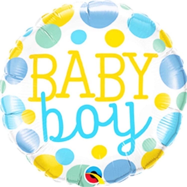 Qualatex Baby Boy Dots Microfoil Helium Balloon