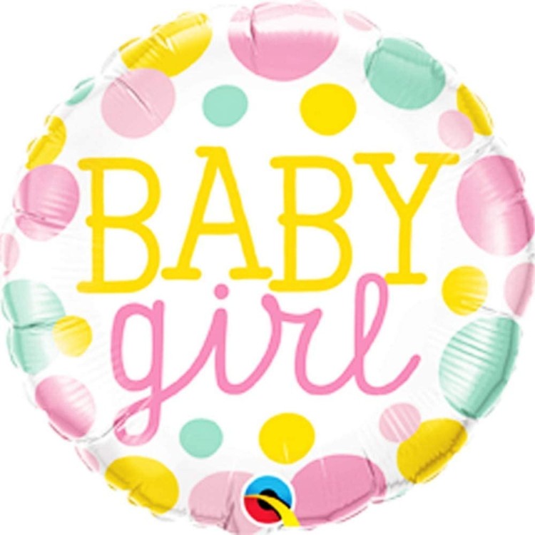 Qualatex Baby Girl Dots Microfoil Helium Balloon
