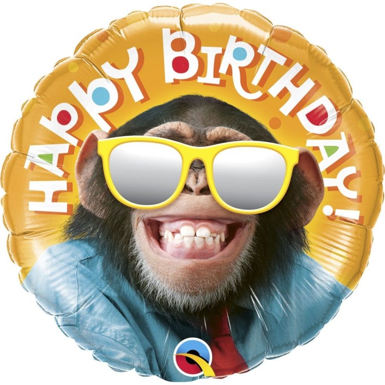 Anagram Happy Birthday Smiling Chimp Microfoil Helium Balloon