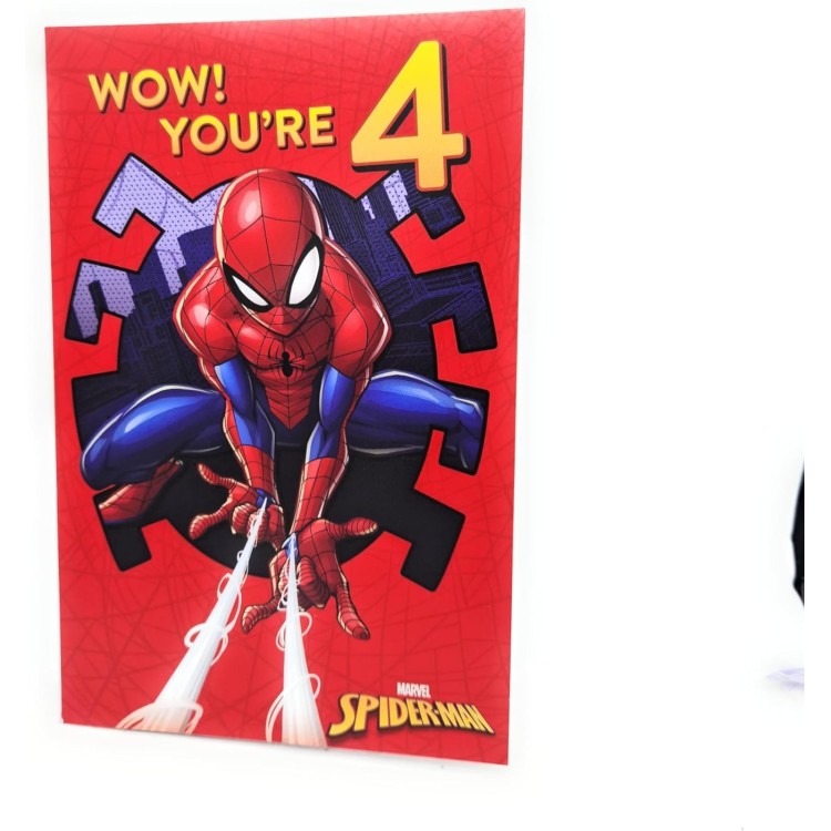 Spiderman Wow You're 4 Birthday Card