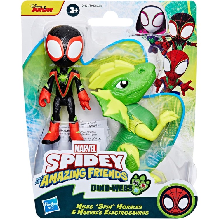 Spidey & His Amazing Friends Dino-Webs Figure - Miles 'Spin' Morales & Marvels Electrosaurus