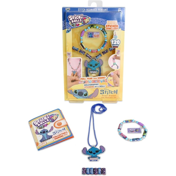 Sticki Rolls Disney Stitch Sticker Bracelet & Necklace Set