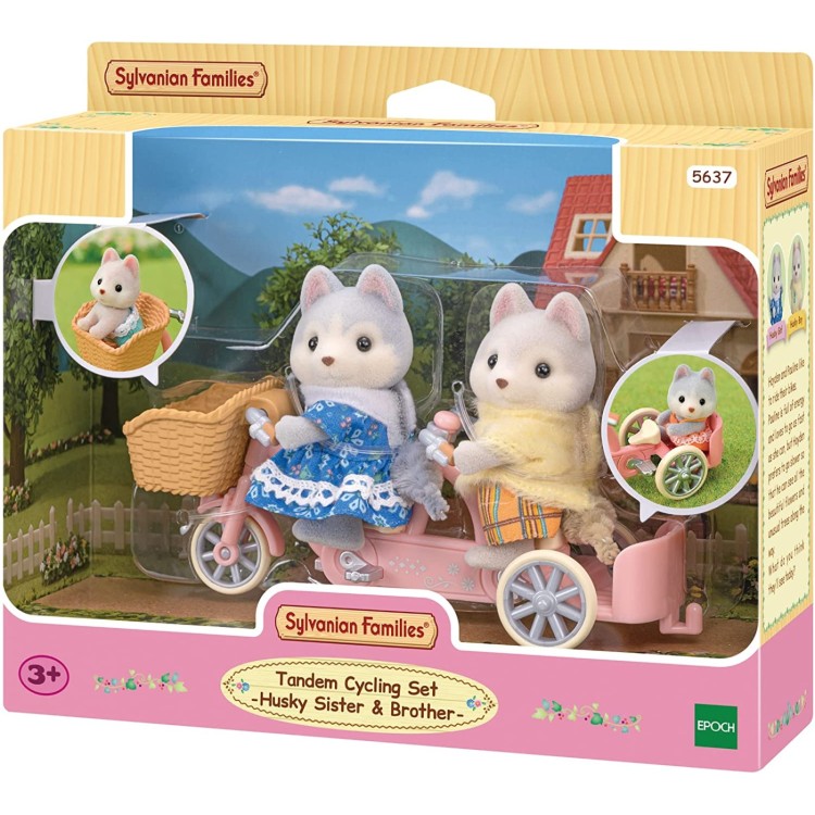 Sylvanian Families 5637 Tandem Cycling Set Husky Sister & Brother