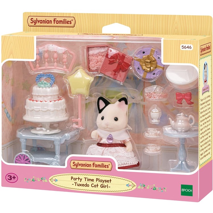 Sylvanian Families 5646 Party Time Playset Tuxedo Cat Girl