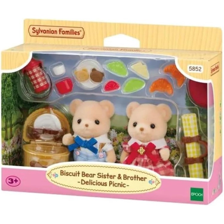 Sylvanian Families 5852 Biscuit Bear Sister & Brother - Delicious Picnic