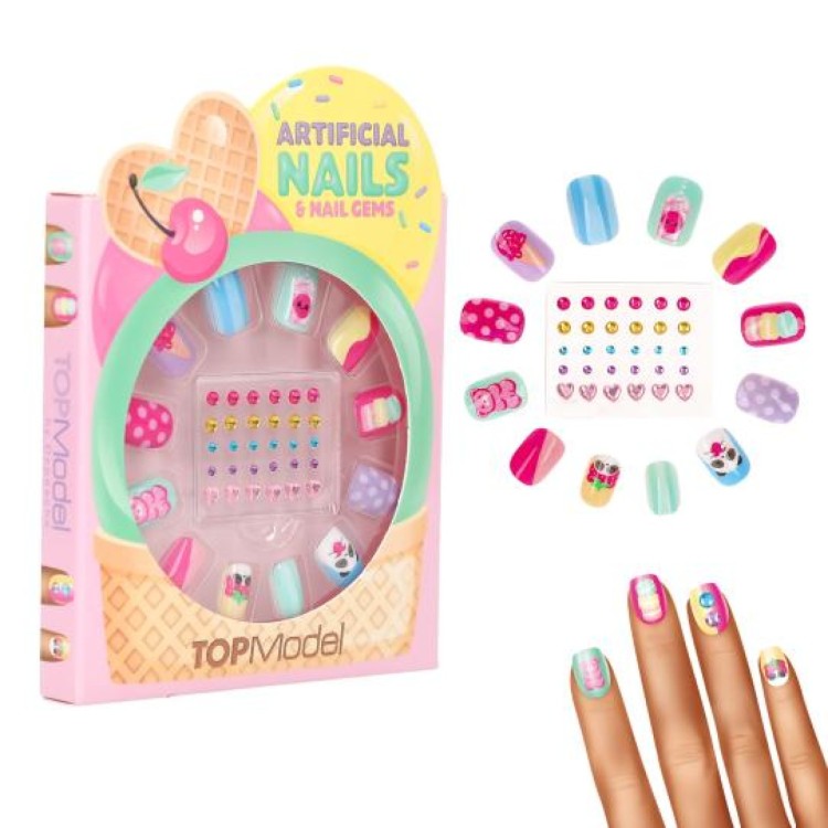 Top Model Artificial Nails & Nail Gems Set (Candy Glam)