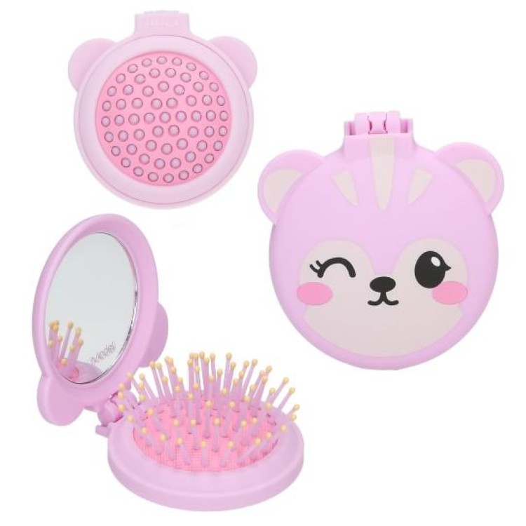 Top Model Folding Hairbrush with Mirror
