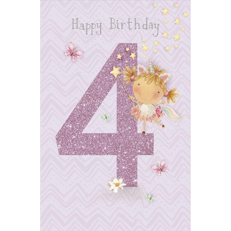 Fairy Princess Age 4 Birthday Card