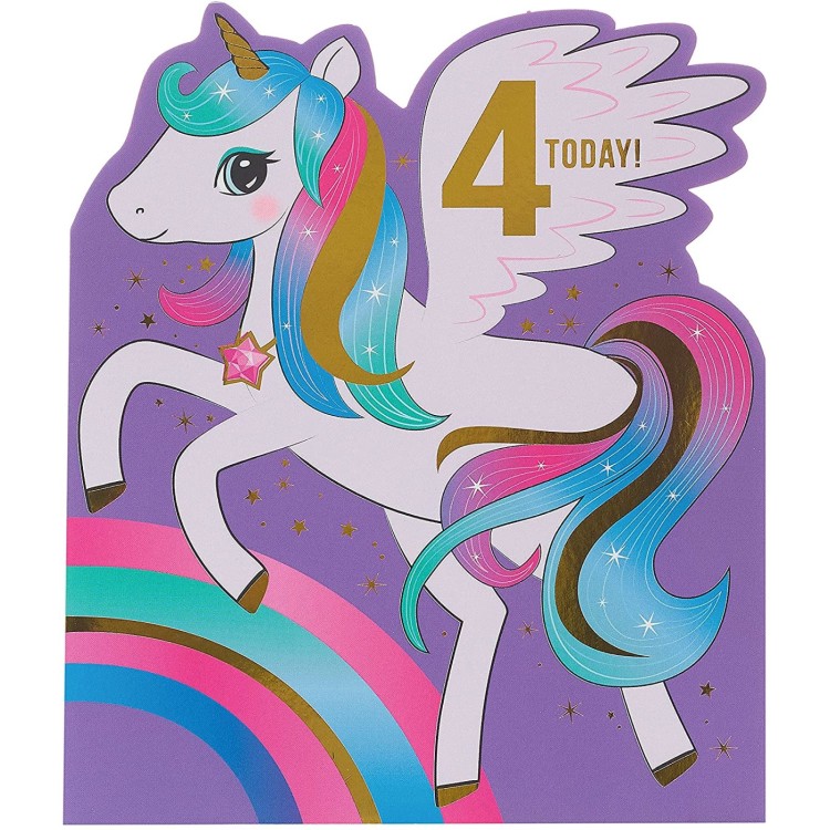 Unicorn Pegasus Age 4 Card