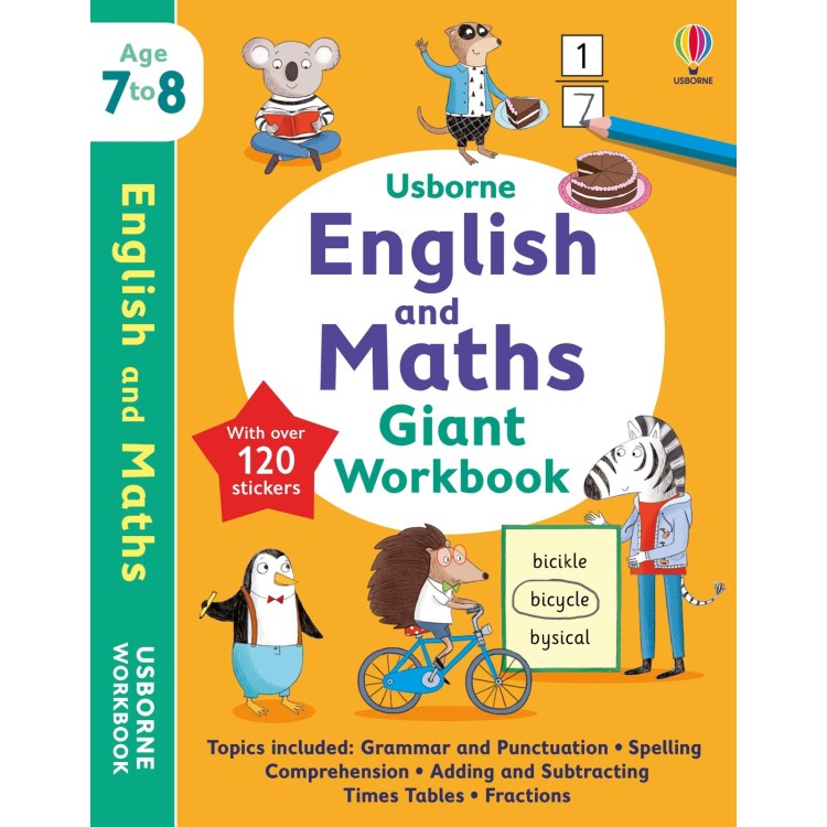 Usborne English and Maths Giant Workbook Age 7 to 8