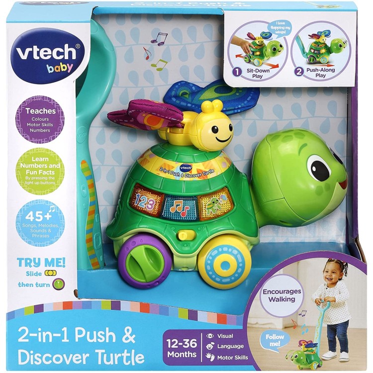 Vtech Baby 2-in-1 Push & Discover Turtle